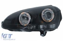 Scheinwerfer Angel Eyes Dual Halo Felgen für VW Golf 5 V 2003-2007 LHD oder RHD Schwarz-image-6078921