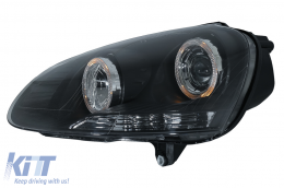 Scheinwerfer Angel Eyes Dual Halo Felgen für VW Golf 5 V 2003-2007 LHD oder RHD Schwarz-image-6078924