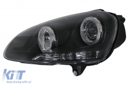 Scheinwerfer Angel Eyes Dual Halo Felgen für VW Golf 5 V 2003-2007 LHD oder RHD Schwarz-image-6078927