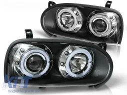 image-33-Scheinwerfer Angel Eyes Schwarz geeignet für VW GOLF 3 09.91-08.97