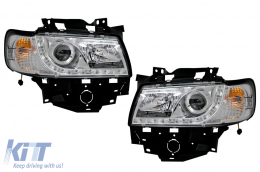 image-69-Scheinwerfer Daylight für VW T4 Transporter Long Nose 96-03 LED DRL Chrom