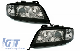 image-58-Scheinwerfer für AUDI A6 4B 05.1997-09.1999 Headlights 2 Angel Eyes Schwarz-