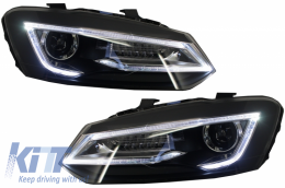 Scheinwerfer für VW Polo 6R 2011-2017 LED Blinklicht Lichtleiste Devil Eye Look-image-6027459