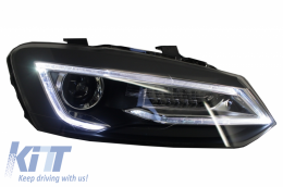 Scheinwerfer für VW Polo 6R 2011-2017 LED Blinklicht Lichtleiste Devil Eye Look-image-6027460