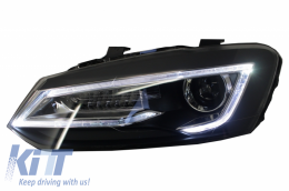 Scheinwerfer für VW Polo 6R 2011-2017 LED Blinklicht Lichtleiste Devil Eye Look-image-6027461