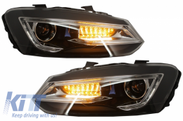Scheinwerfer für VW Polo 6R 2011-2017 LED Blinklicht Lichtleiste Devil Eye Look-image-6027462