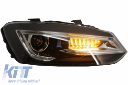 Scheinwerfer für VW Polo 6R 2011-2017 LED Blinklicht Lichtleiste Devil Eye Look-image-6027464