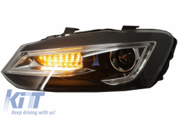 Scheinwerfer für VW Polo 6R 2011-2017 LED Blinklicht Lichtleiste Devil Eye Look-image-6027465