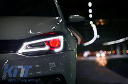 Scheinwerfer für VW Polo 6R 2011-2017 LED Blinklicht Lichtleiste Devil Eye Look-image-6027470