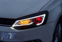 Scheinwerfer für VW Polo 6R 2011-2017 LED Blinklicht Lichtleiste Devil Eye Look-image-6027471