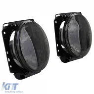 Scheinwerfer H4 Schwarz Rauch mit Rillen und Fadenkreuz geeignet für VW Golf 2 83-91-image-6205482