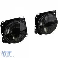 Scheinwerfer H4 Schwarz Rauch mit Rillen und Fadenkreuz geeignet für VW Golf 2 83-91-image-6205484