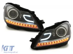 image-51-Scheinwerfer LED DRL für Mercedes W204 S204 C-Klasse Facelift 11-14 Schwarz