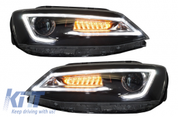 Scheinwerfer LED DRL für VW Jetta Mk6 VI 11-17 Bi-Xenon Design Dynamisches Fließen-image-6020977