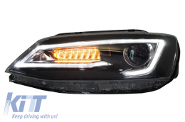 Scheinwerfer LED DRL für VW Jetta Mk6 VI 11-17 Bi-Xenon Design Dynamisches Fließen-image-6020979