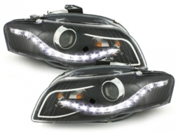 Scheinwerfer LED DRL Xenon Look geeignet für AUDI A4 B7 2004-2008 Schwarz-image-59220