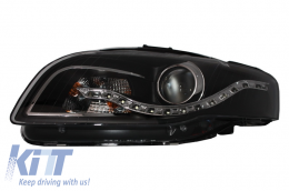 Scheinwerfer LED DRL Xenon Look geeignet für AUDI A4 B7 2004-2008 Schwarz-image-6020257