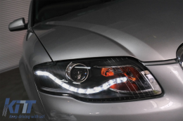 Scheinwerfer LED DRL Xenon Look geeignet für AUDI A4 B7 2004-2008 Schwarz-image-6086140