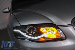 Scheinwerfer LED DRL Xenon Look geeignet für AUDI A4 B7 2004-2008 Schwarz-image-6086141