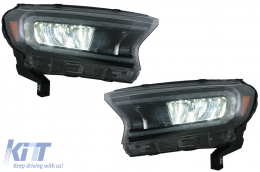 Scheinwerfer LED-Lichtleiste für Ford Ranger 15-20 LHD Voll Schwarzes Gehäuse Dynamisch-image-6078830