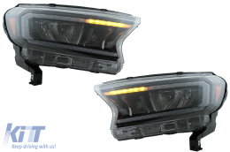 Scheinwerfer LED-Lichtleiste für Ford Ranger 15-20 LHD Voll Schwarzes Gehäuse Dynamisch-image-6078833