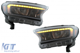 Scheinwerfer LED-Lichtleiste für Ford Ranger 15-20 LHD Voll Schwarzes Gehäuse Dynamisch-image-6078835