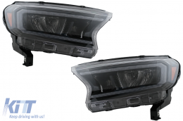 Scheinwerfer LED-Lichtleiste für Ford Ranger 15-20 LHD Voll Schwarzes Gehäuse Dynamisch-image-6078838