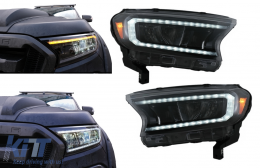 Scheinwerfer LED-Lichtleiste für Ford Ranger 15-20 LHD Voll Schwarzes Gehäuse Dynamisch-image-6078843