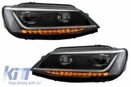 Scheinwerfer LED Tagfahrlicht für VW Jetta Mk6 VI 11-17 Dynamic Xenon Matrix Look-image-6040752