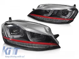 image-20-Scheinwerfer Licht SEQ Schwarz mit roter Linie geeignet für VW GOLF 7 13-17
