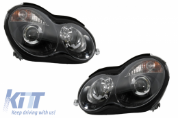 image-34-Scheinwerfer Schwarz für MERCEDES C-Klasse W203 Halogen 1998-2007 Xenon-Look