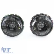 Scheinwerfer Schwarz Rauch Gerippt Paar geeignet für VW Golf 1 + Cabriolet 74-83-image-6205017