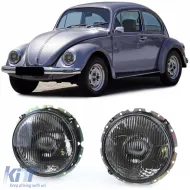 image-11-Scheinwerfer Schwarz Rauch Rippentyp Paar geeignet für VW Käfer + Cabriolet ab 73