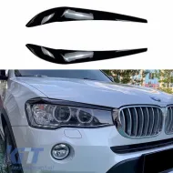 image-1-Scheinwerferabdeckungen Augenbrauen geeignet für BMW X3 F25 LCI & X4 F26 2014-2017, lackiert in glänzendem Schwarz, 2 Stück