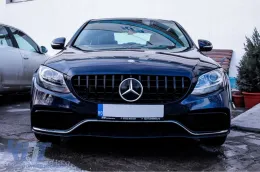 Schwarzer Lack GT-R Typ Kühlergrill geeignet für Mercedes C-Klasse W205 Limousine, S205 Kombi, C205 Coupé 2014-2018 ohne Kameraloch-image-6145929