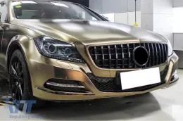 Schwarzer Lack GT-Typ Kühlergrill geeignet für Mercedes CLS C218 2011-2014 ohne Kameraloch-image-6146033