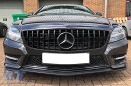 Schwarzer Lack GT-Typ Kühlergrill geeignet für Mercedes CLS C218 2011-2014 ohne Kameraloch-image-6146034
