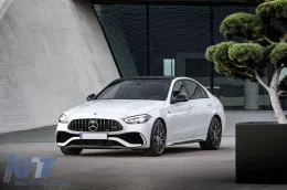 Schwarzer Lack GT-Typ Kühlergrill geeignet für Mercedes C-Klasse W206 Limousine, S206 Kombi nach 2021, geeignet für A Design Sportpaket Stoßstange-image-6146245