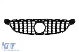 Schwarzer Lack GT-Typ Kühlergrill geeignet für C63 Mercedes C-Klasse W205 Limousine, S205 Kombi 2014-2020, ohne Kameraloch, für das Modell mit A Design C63 Frontstoßstange-image-6146355