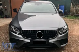 Schwarzer Lack GT-Typ Kühlergrill geeignet für Mercedes E-Klasse W213 Limousine, S213 Kombi, C238 Coupé, A238 Cabrio 2016-2019 mit Kameraöffnung-image-6265563