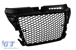 Schwarzer Lack RS-Typ Kühlergrill geeignet für Audi A3 Hatchback, Sportback, Cabriolet 2009-2012 mit Öffnungen für Parksensoren-image-6132328