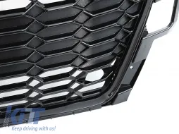 Schwarzer Lack RS-Typ Kühlergrill geeignet für Audi A4 B9 Limousine, Kombi nach 2020 mit Öffnung für Kamera und PDC für Standardstoßstange-image-6145553