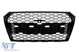 Schwarzer Lack RS4-Typ Kühlergrill geeignet für Audi A4 2015-2019 ohne Öffnungen für Parksensoren-image-6132357
