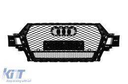 Schwarzer Lack RSQ7-Typ Kühlergrill geeignet für Audi Q7 2015-2019 mit Öffnungen für Parksensoren-image-6163667