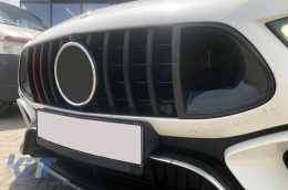 Schwarzer Lackgrill Typ Brabus mit roten Linien geeignet für Mercedes A Design GT 4-Türer Coupe X290 nach 2019-image-6138018