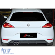 image-31-Scirocco Mk3 Sport Diffuser Left Dual Output Piano Black Vacuum Plastic / 2014-2017