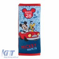 Seat Belt Cover Mickey - Pluto ''Route 28' Velvet Blue-Red 1 Piece