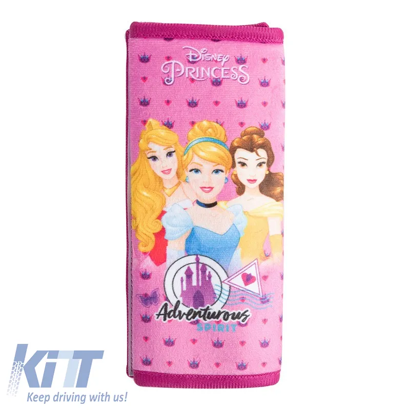 Seat Belt Cover suitable for Princesses Cinderella-Belle-Sleeping Beauty ''Adventures Spirit'' Velvet Pink 1 Piece