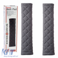Seat Belt Cover Swiss 26x6.3cm Gray With Gray Seam 2 Pcs CSΡ2400
