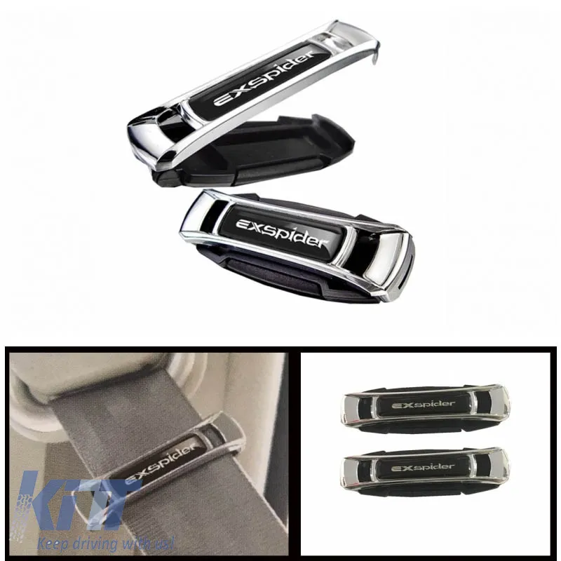 Seat Belt Stopper Black / Chrome Exspider EX001 2 Pcs